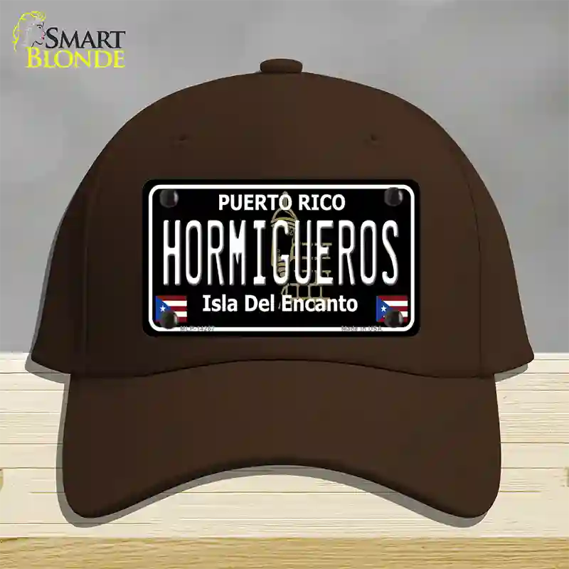 Hormigueros Puerto Rico Black Novelty License Plate Hat Cotton / Dark Brown