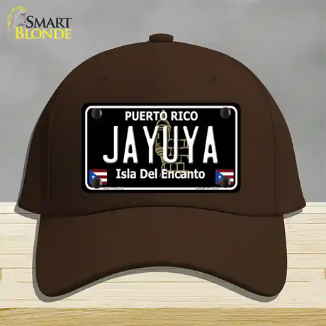 Jayuya Puerto Rico Black Novelty License Plate Hat Cotton / Dark Brown