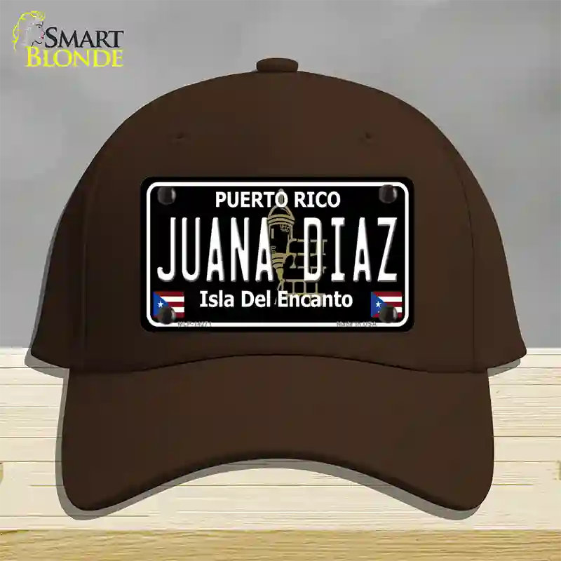 Juana Diaz Puerto Rico Black Novelty License Plate Hat Cotton / Dark Brown