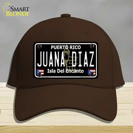 Juana Diaz Puerto Rico Black Novelty License Plate Hat Cotton / Dark Brown