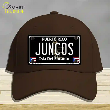 Juncos Puerto Rico Black Novelty License Plate Hat Cotton / Dark Brown