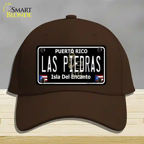 Las Piedras Puerto Rico Black Novelty License Plate Hat Cotton / Dark Brown