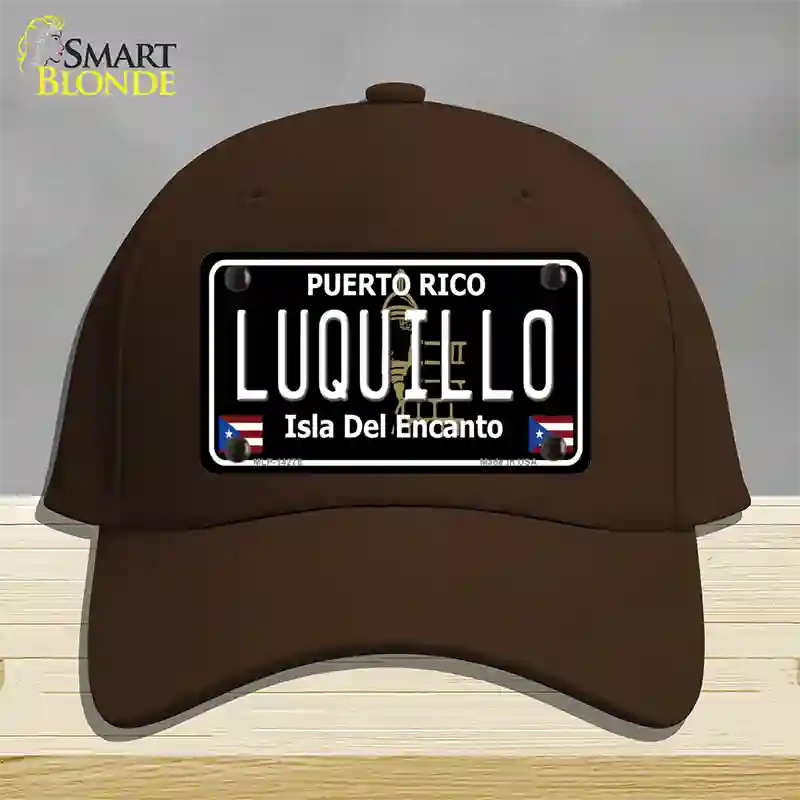 Luquillo Puerto Rico Black Novelty License Plate Hat Cotton / Dark Brown