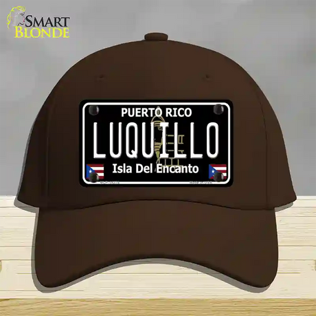 Luquillo Puerto Rico Black Novelty License Plate Hat Cotton / Dark Brown