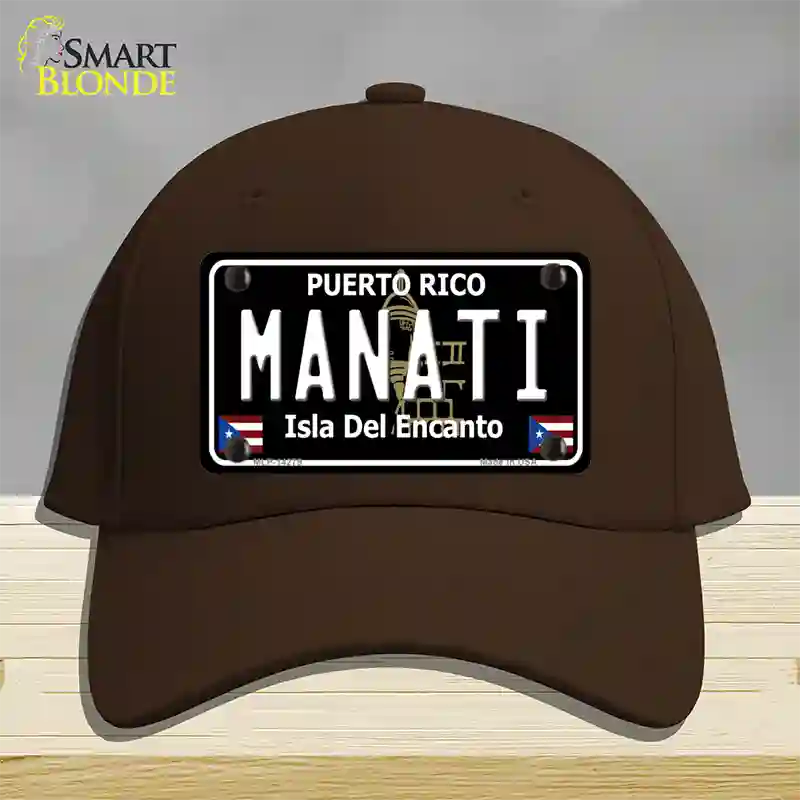 Manati Puerto Rico Black Novelty License Plate Hat Cotton / Dark Brown