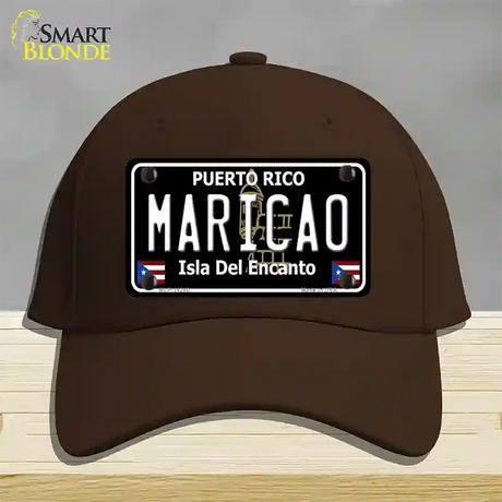 Maricao Puerto Rico Black Novelty License Plate Hat Cotton / Dark Brown