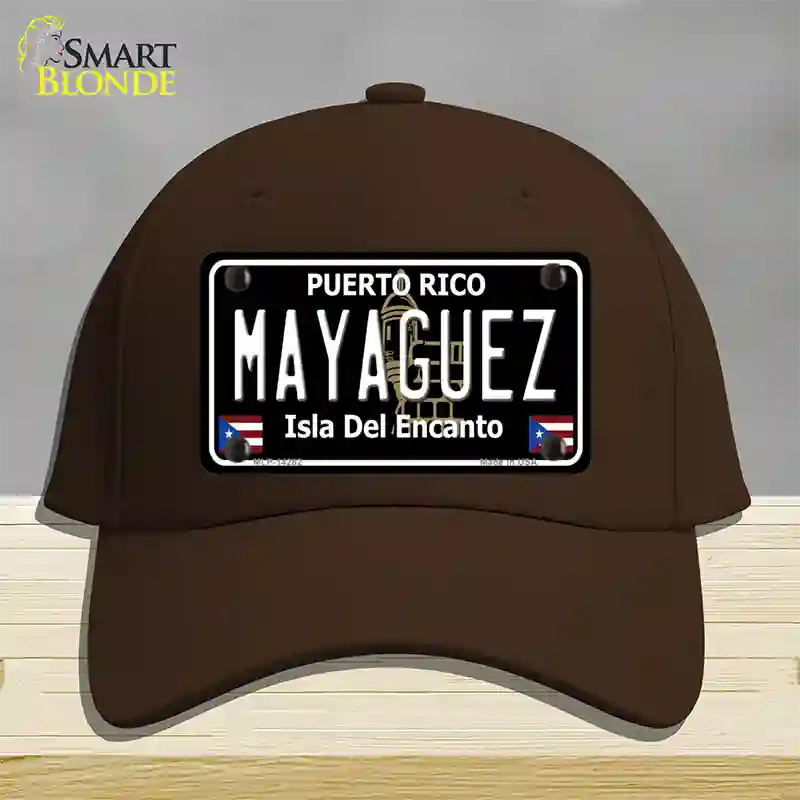 Mayaguez Puerto Rico Black Novelty License Plate Hat Cotton / Dark Brown