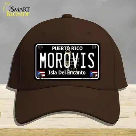 Morovis Puerto Rico Black Novelty License Plate Hat Cotton / Dark Brown