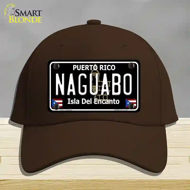 Naguabo Puerto Rico Black Novelty License Plate Hat Cotton / Dark Brown