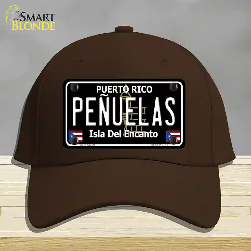 Penuelas Puerto Rico Black Novelty License Plate Hat Cotton / Dark Brown