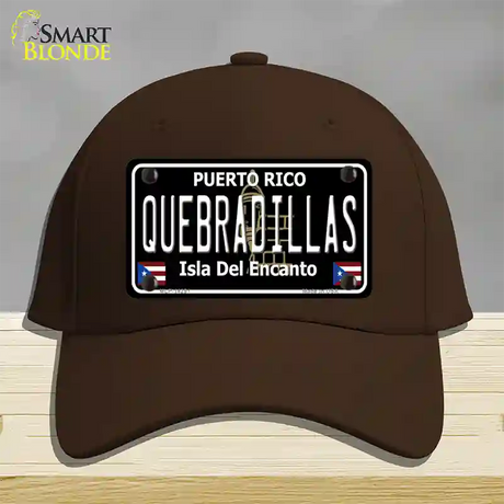 Quebradillas Puerto Rico Black Novelty License Plate Hat Cotton / Dark Brown