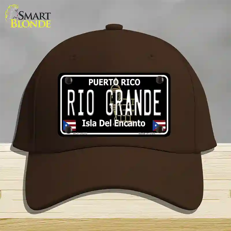 Rio Grande Puerto Rico Black Novelty License Plate Hat Cotton / Dark Brown