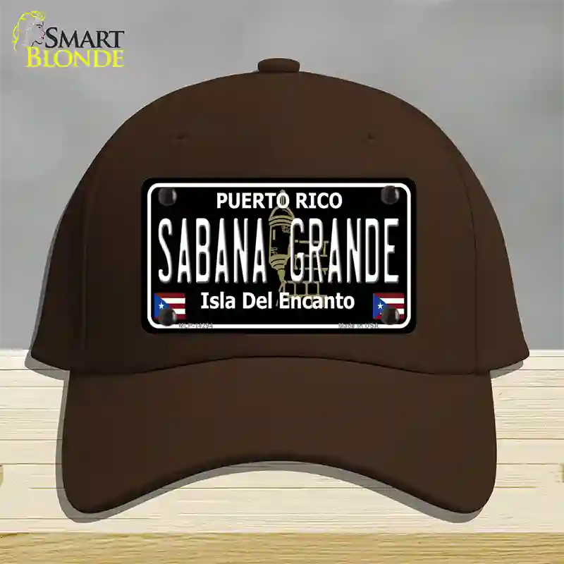 Sabana Grande Puerto Rico Black Novelty License Plate Hat Cotton / Dark Brown