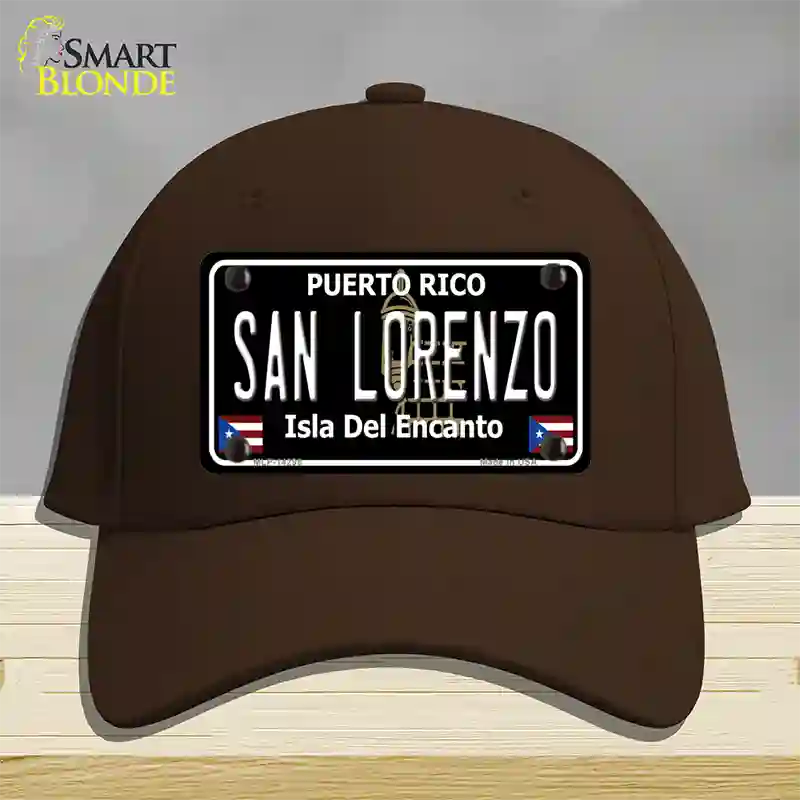 San Lorenzo Puerto Rico Black Novelty License Plate Hat Cotton / Dark Brown