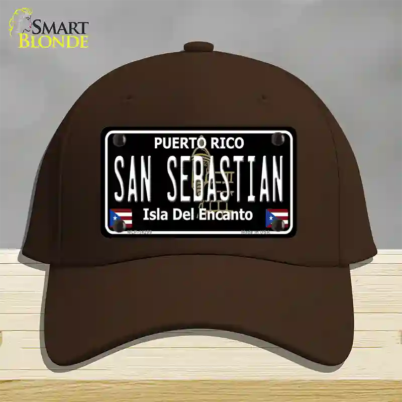 San Sebastian Puerto Rico Black Novelty License Plate Hat Cotton / Dark Brown