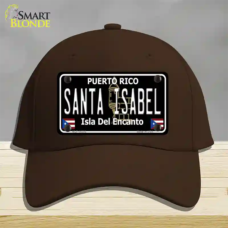 Santa Isabel Puerto Rico Black Novelty License Plate Hat Cotton / Dark Brown