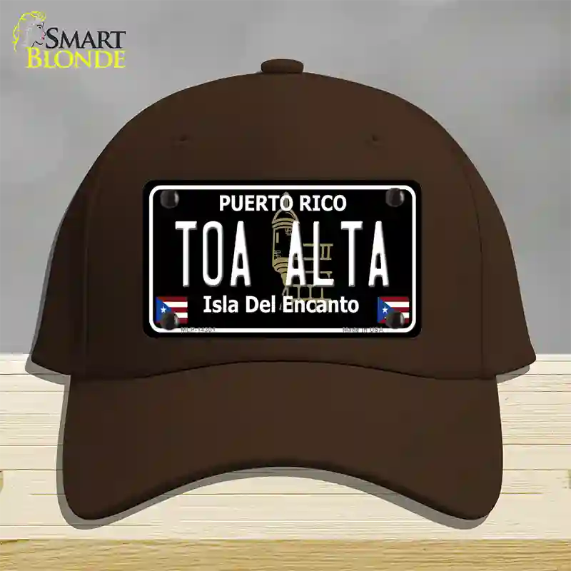 Toa Alta Puerto Rico Black Novelty License Plate Hat Cotton / Dark Brown