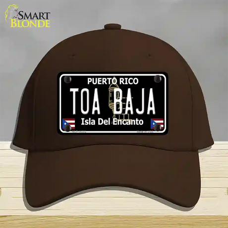 Toa Baja Puerto Rico Black Novelty License Plate Hat Cotton / Dark Brown