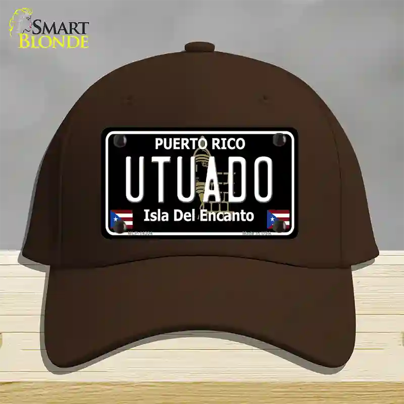 Utuado Puerto Rico Black Novelty License Plate Hat Cotton / Dark Brown