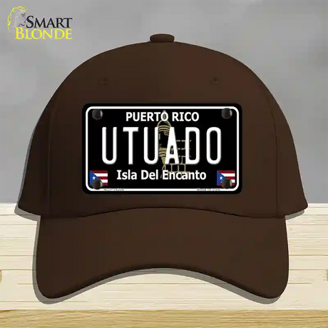 Utuado Puerto Rico Black Novelty License Plate Hat Cotton / Dark Brown