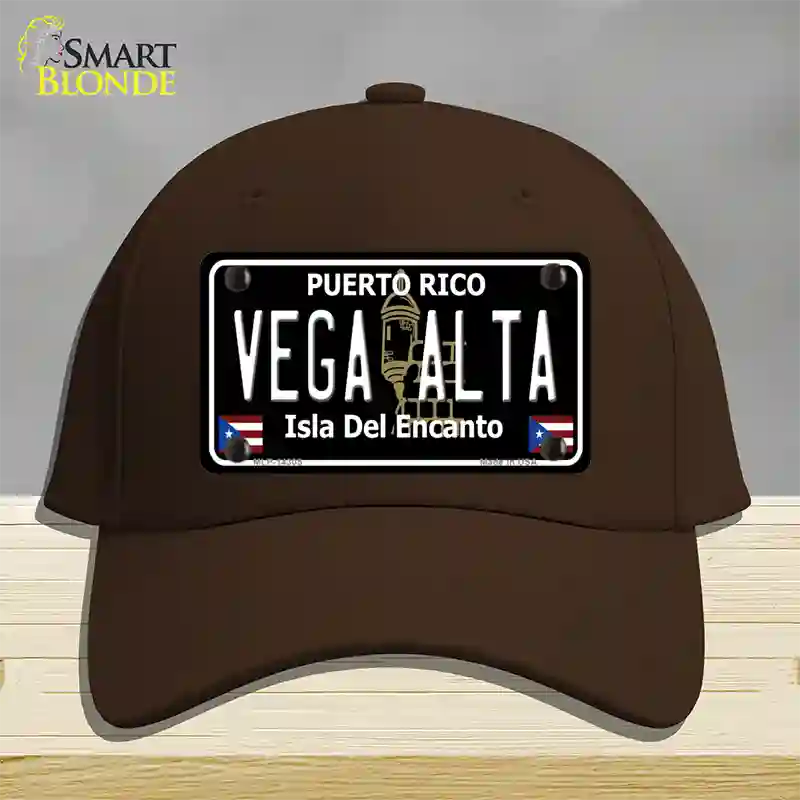 Vega Alta Puerto Rico Black Novelty License Plate Hat Cotton / Dark Brown