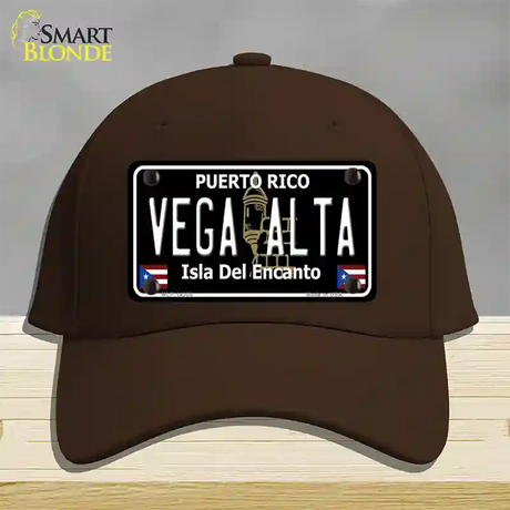 Vega Alta Puerto Rico Black Novelty License Plate Hat Cotton / Dark Brown