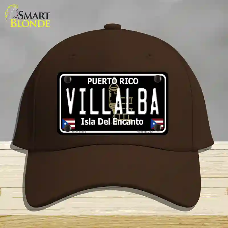 Villalba Puerto Rico Black Novelty License Plate Hat Cotton / Dark Brown