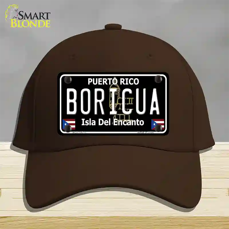 Boricua Puerto Rico Black Novelty License Plate Hat Cotton / Dark Brown