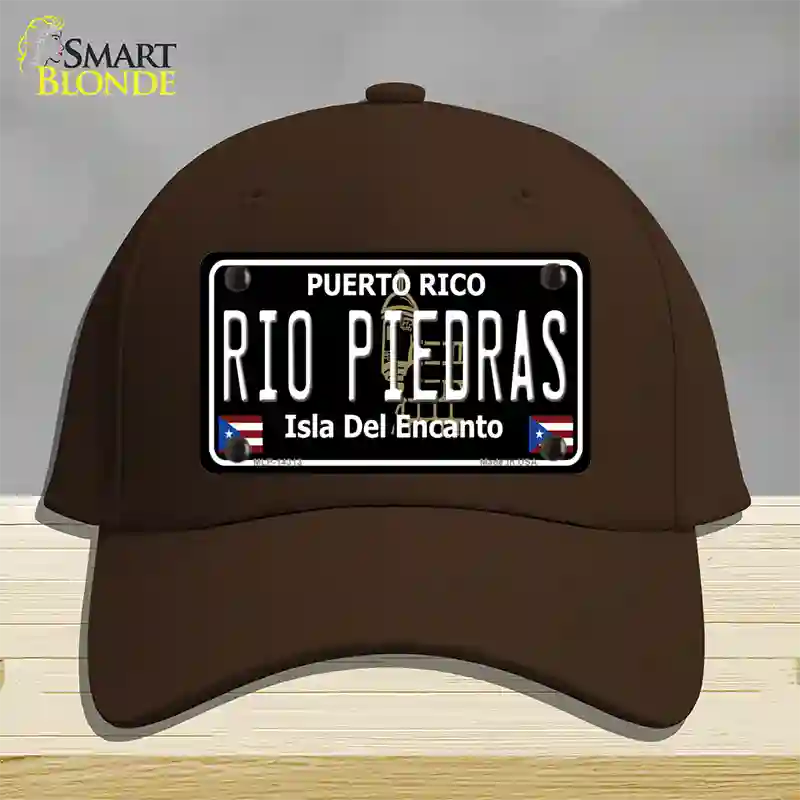 Rio Piedras Puerto Rico Black Novelty License Plate Hat Cotton / Dark Brown