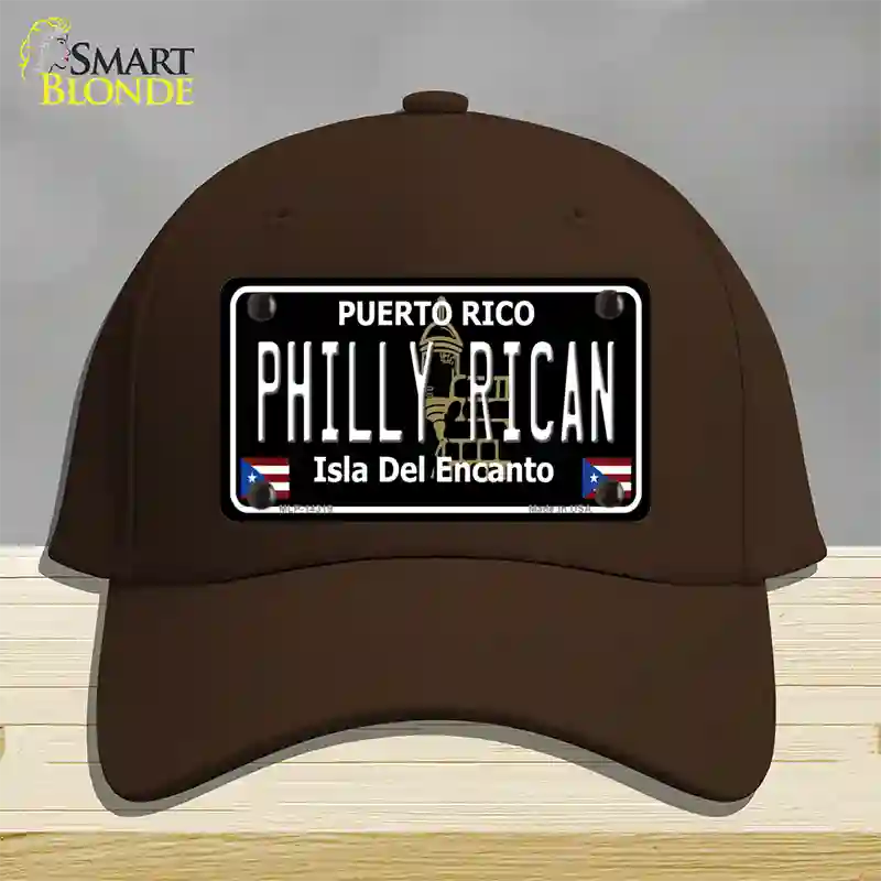 Philly Rican Puerto Rico Black Novelty License Plate Hat Cotton / Dark Brown