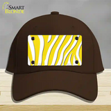 Yellow White Zebra Novelty License Plate Hat Cotton / Dark Brown