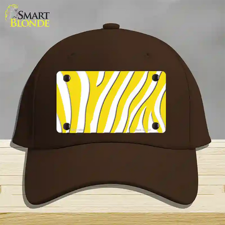 Yellow White Zebra Novelty License Plate Hat Cotton / Dark Brown