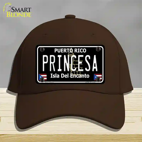 Princesa Puerto Rico Black Novelty License Plate Hat Cotton / Dark Brown