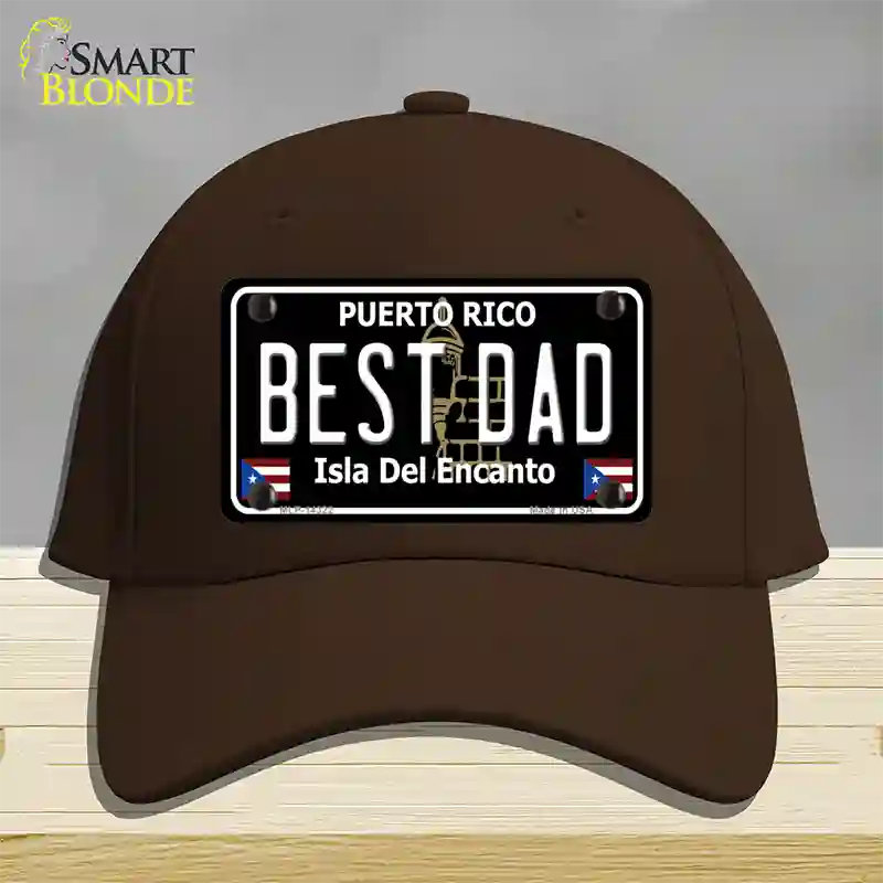 Best Dad Puerto Rico Black Novelty License Plate Hat Cotton / Dark Brown