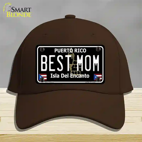 Best Mom Puerto Rico Black Novelty License Plate Hat Cotton / Dark Brown