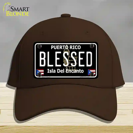 Blessed Puerto Rico Black Novelty License Plate Hat Cotton / Dark Brown