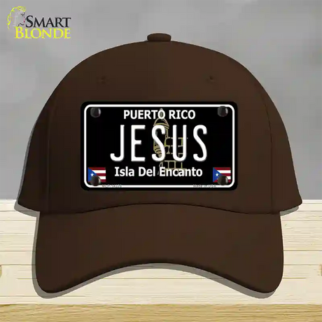 Jesus Puerto Rico Black Novelty License Plate Hat Cotton / Dark Brown