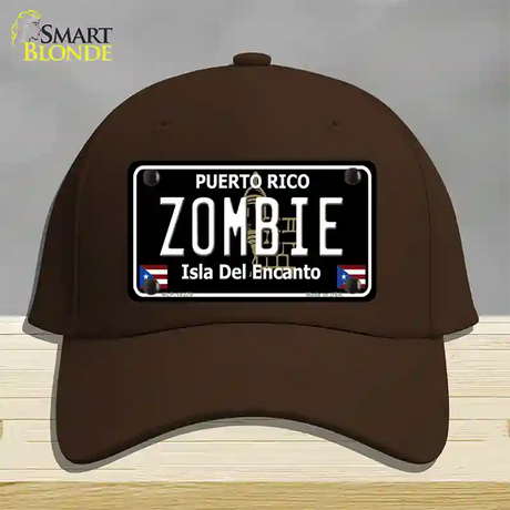 Zombie Puerto Rico Black Novelty License Plate Hat Cotton / Dark Brown