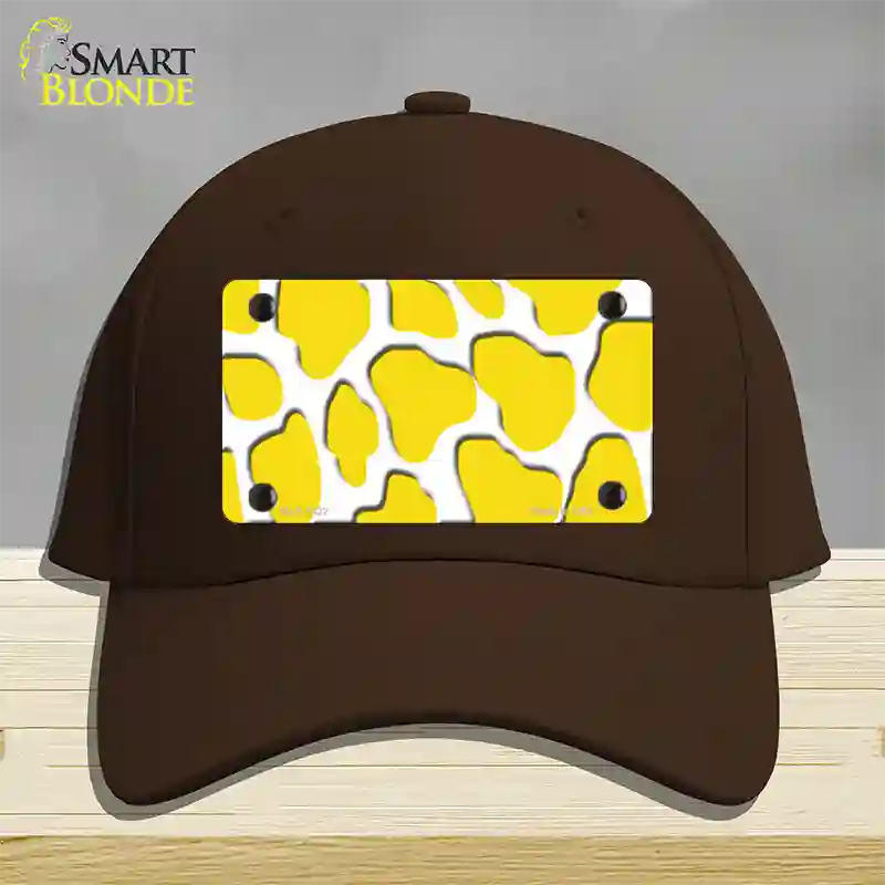 Yellow White Giraffe Novelty License Plate Hat Cotton / Dark Brown