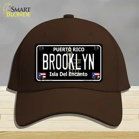 Brooklyn Puerto Rico Black Novelty License Plate Hat Cotton / Dark Brown