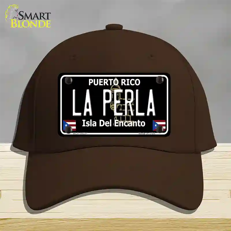 La Perla Puerto Rico Black Novelty License Plate Hat Cotton / Dark Brown