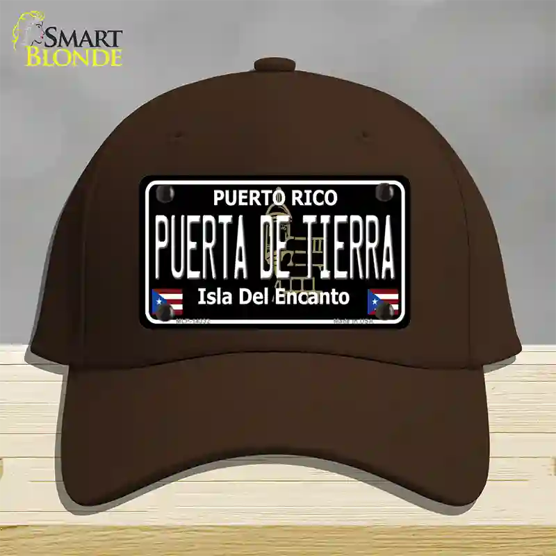 Puerta De Tierra Puerto Rico Black Novelty License Plate Hat Cotton / Dark Brown