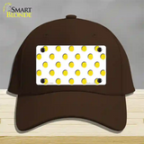 Yellow White Polka Dot Novelty License Plate Hat Cotton / Dark Brown