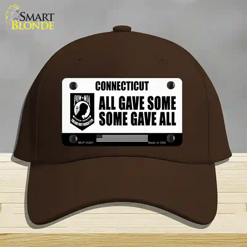 Connecticut POW MIA Some Gave All Novelty License Plate Hat Cotton / Dark Brown