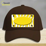 Yellow White Zebra Yellow Center Oval Novelty License Plate Hat Cotton / Dark Brown