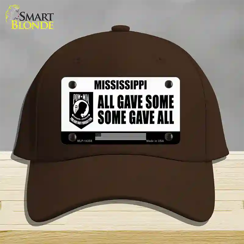 Mississippi POW MIA Some Gave All Novelty License Plate Hat Cotton / Dark Brown