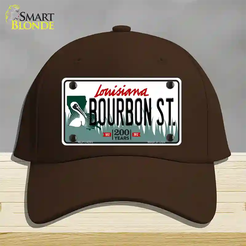 Bourbon St Louisiana Novelty License Plate Hat Cotton / Dark Brown