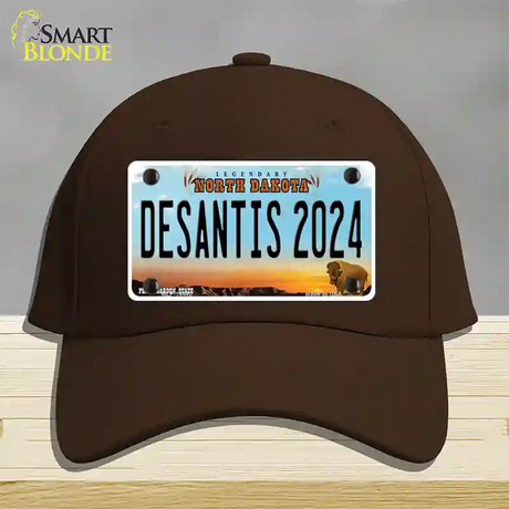 Desantis 2024 North Dakota Novelty License Plate Hat Cotton / Dark Brown