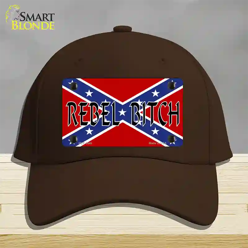 Rebel Bitch Novelty License Plate Hat Cotton / Dark Brown