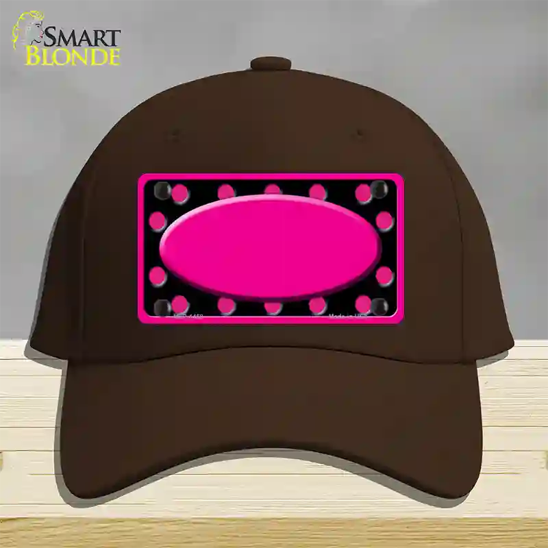 Pink Black Polka Dots Pink Frame And Center Oval Novelty License Plate Hat Cotton / Dark Brown